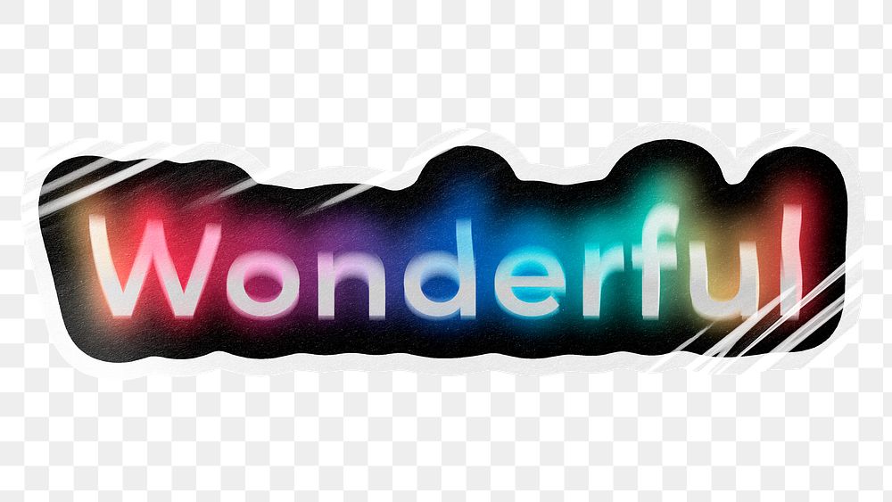 Wonderful png word sticker, neon psychedelic typography, transparent background