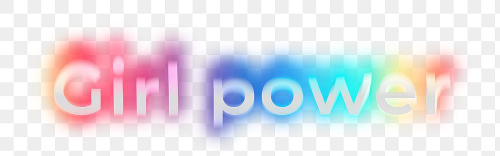 Girl power png word sticker, neon psychedelic typography, transparent background