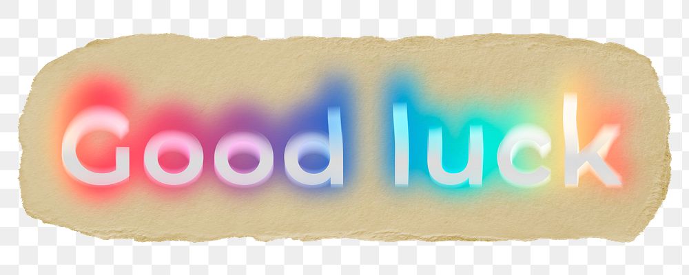 Good luck png ripped paper word sticker typography, transparent background