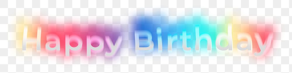 Happy birthday png word sticker, neon psychedelic typography, transparent background