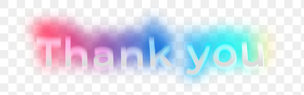 Thank you png word sticker, neon psychedelic typography, transparent background