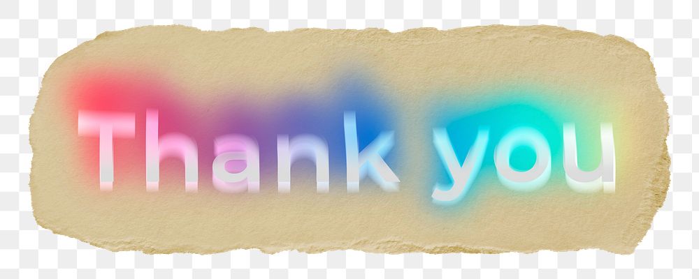 Thank you png ripped paper word sticker typography, transparent background