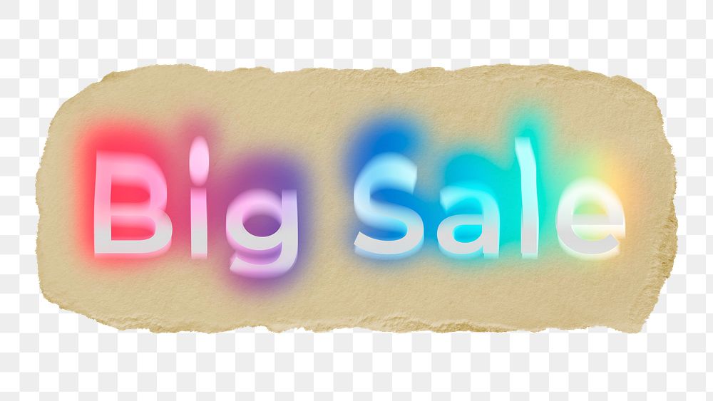 Big sale png ripped paper word sticker typography, transparent background