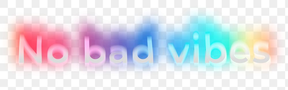 No bad vibes png word sticker, neon psychedelic typography, transparent background
