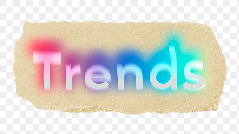 Trends png ripped paper word sticker typography, transparent background