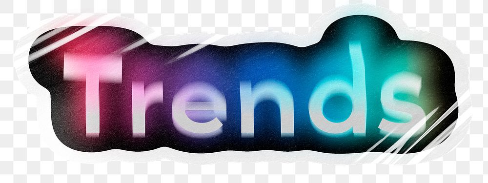 Trends png word sticker, neon psychedelic typography, transparent background