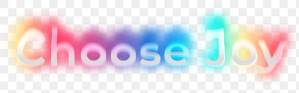Choose joy png word sticker, neon psychedelic typography, transparent background