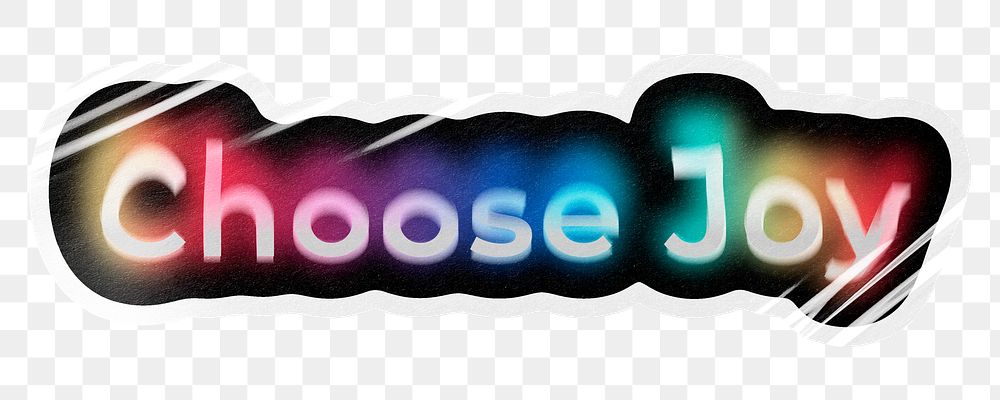 Choose joy png word sticker, neon psychedelic typography, transparent background
