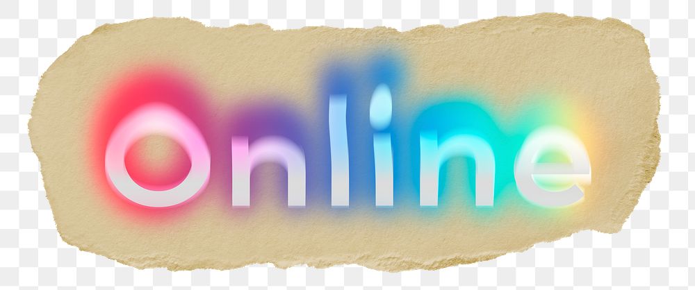 Online png ripped paper word sticker typography, transparent background