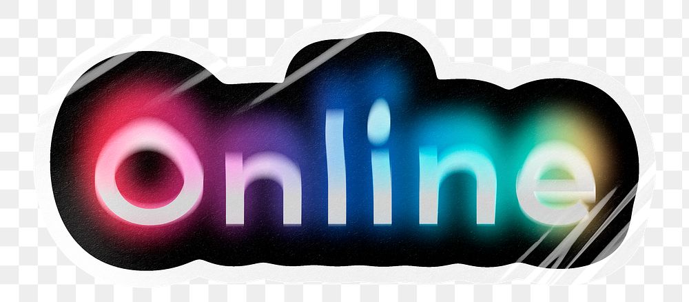 Online png word sticker, neon psychedelic typography, transparent background