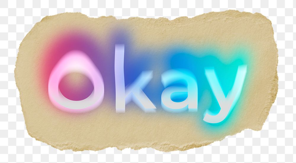 Okay png ripped paper word sticker typography, transparent background