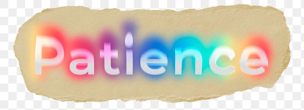 Patience png ripped paper word sticker typography, transparent background
