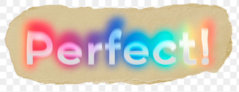 Perfect! png ripped paper word sticker typography, transparent background