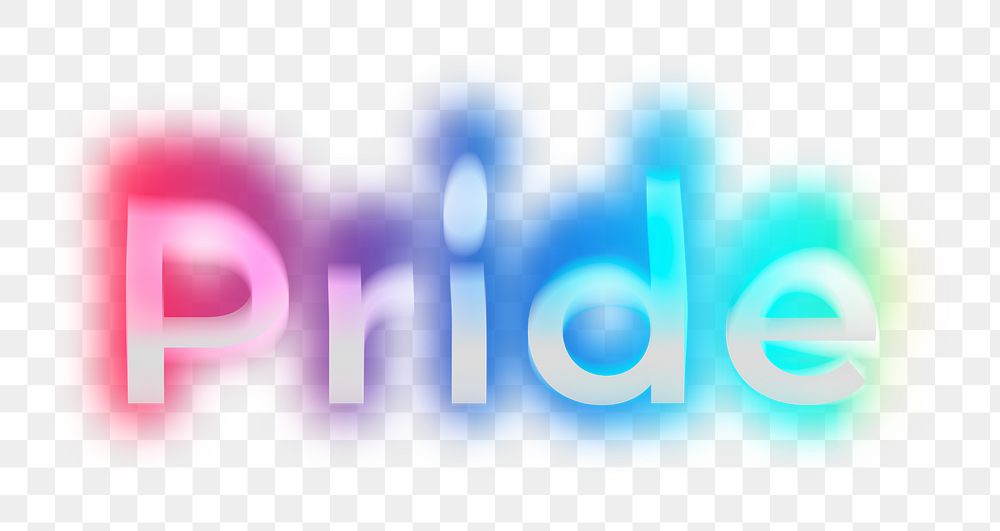 Pride png word sticker, neon psychedelic typography, transparent background