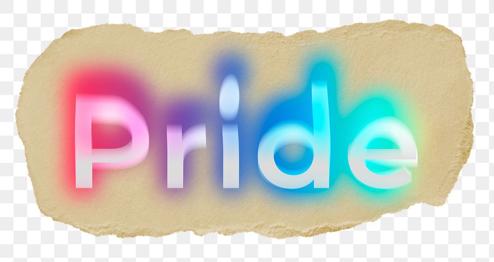 Pride png ripped paper word sticker typography, transparent background