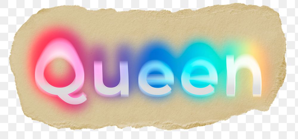 Queen png ripped paper word sticker typography, transparent background