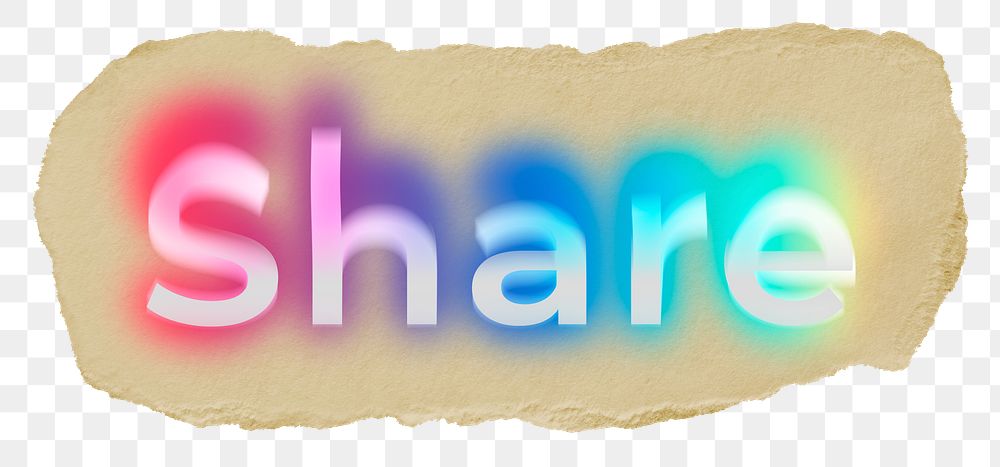 Share png ripped paper word sticker typography, transparent background