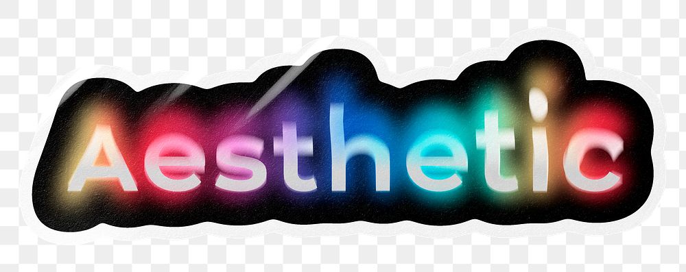Aesthetic png word sticker, neon psychedelic typography, transparent background