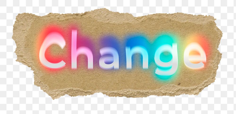 Change png ripped paper word sticker typography, transparent background