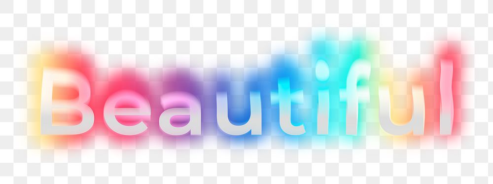 Beautiful png word sticker, neon psychedelic typography, transparent background