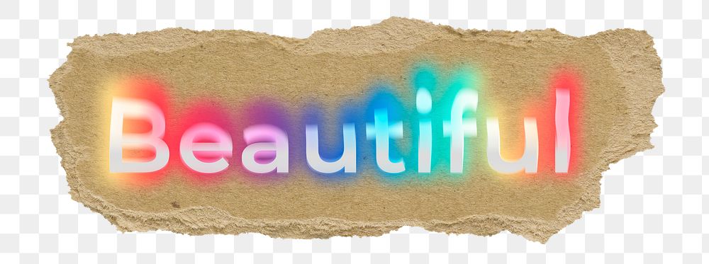 Beautiful png ripped paper word sticker typography, transparent background