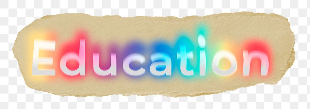 Education png ripped paper word sticker typography, transparent background