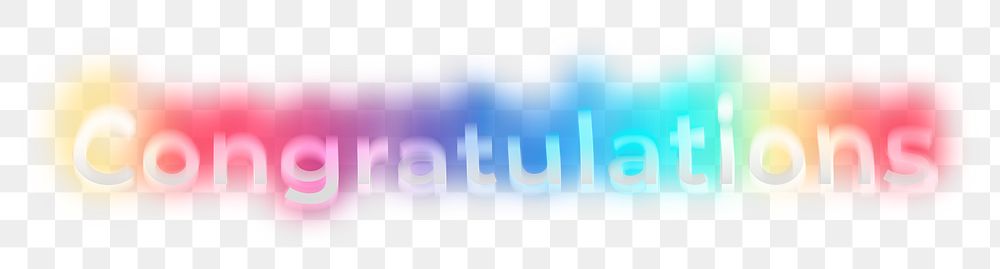 Congratulations png word sticker, neon psychedelic typography, transparent background