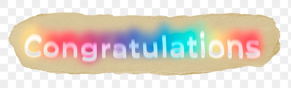 Congratulations png ripped paper word sticker typography, transparent background