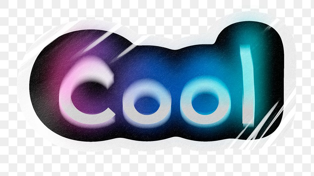 Cool png word sticker, neon psychedelic typography, transparent background