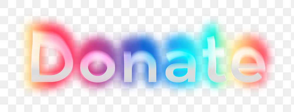 Donate png word sticker, neon psychedelic typography, transparent background