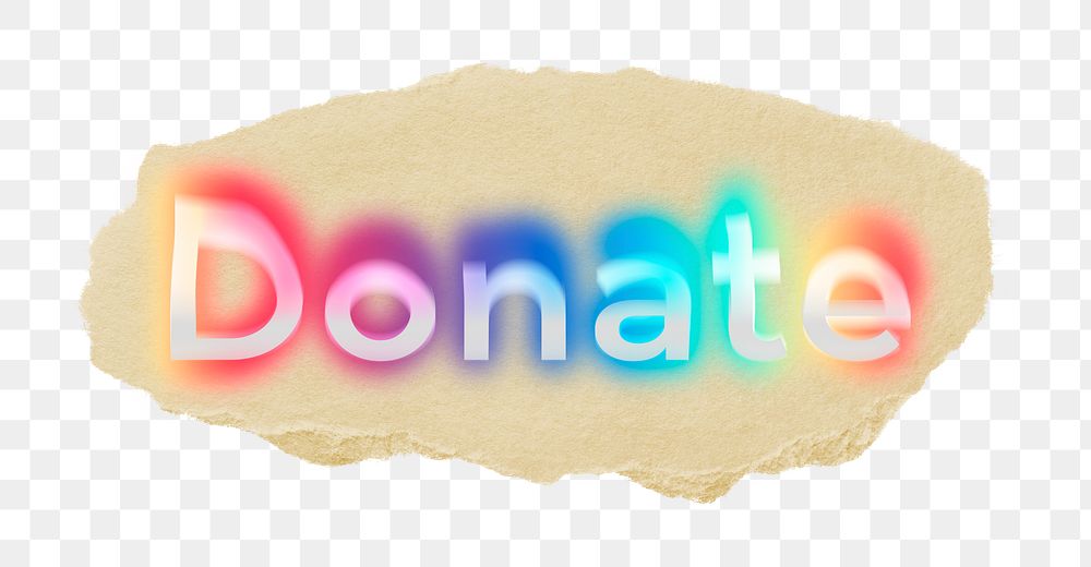 Donate png ripped paper word sticker typography, transparent background