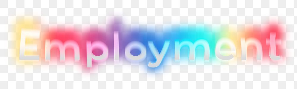 Employment png word sticker, neon psychedelic typography, transparent background