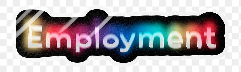 Employment png word sticker, neon psychedelic typography, transparent background