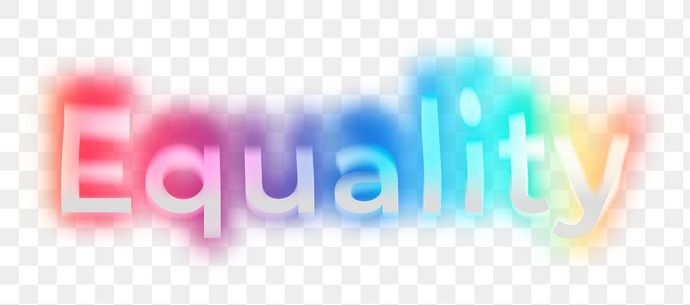 Equality png word sticker, neon psychedelic typography, transparent background