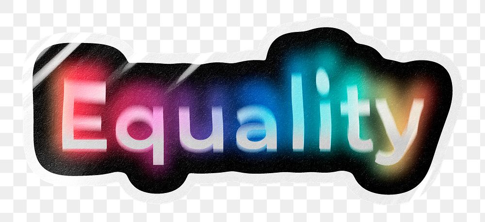 Equality png word sticker, neon psychedelic typography, transparent background