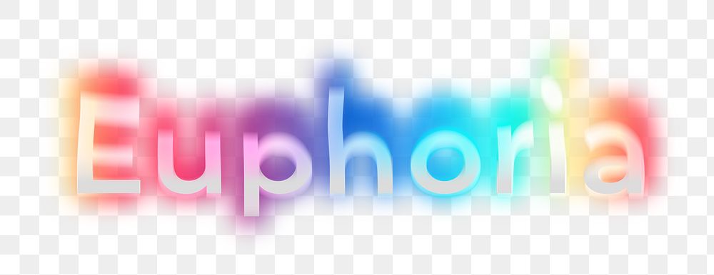 Euphoria png word sticker, neon psychedelic typography, transparent background