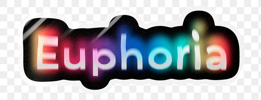Euphoria png word sticker, neon psychedelic typography, transparent background