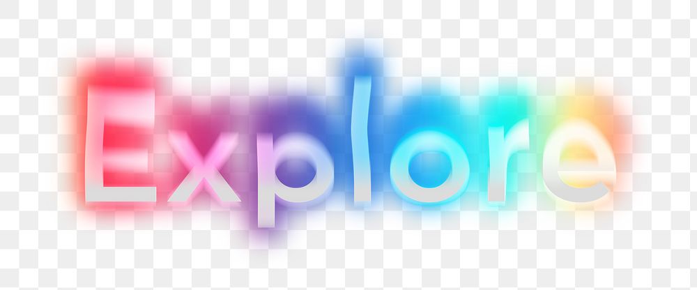 Explore png word sticker, neon psychedelic typography, transparent background