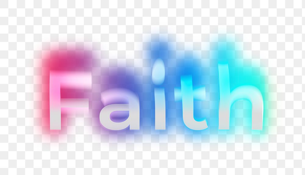 Faith png word sticker, neon psychedelic typography, transparent background