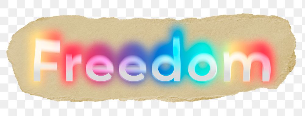 Freedom png ripped paper word sticker typography, transparent background