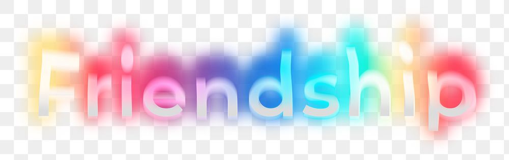 Friendship png word sticker, neon psychedelic typography, transparent background