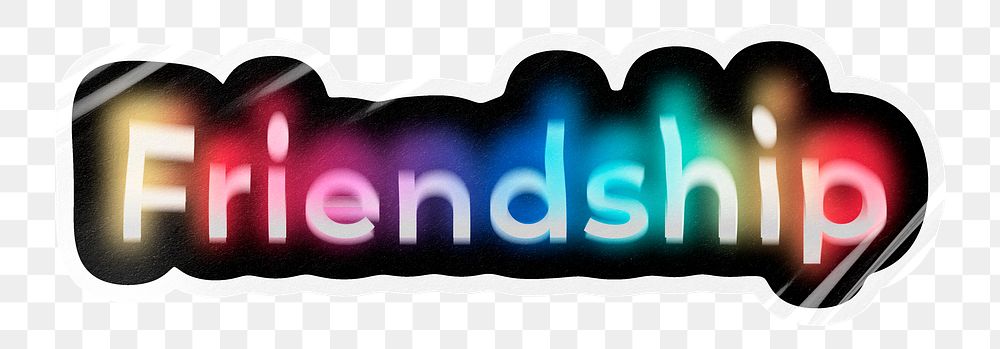 Friendship png word sticker, neon psychedelic typography, transparent background