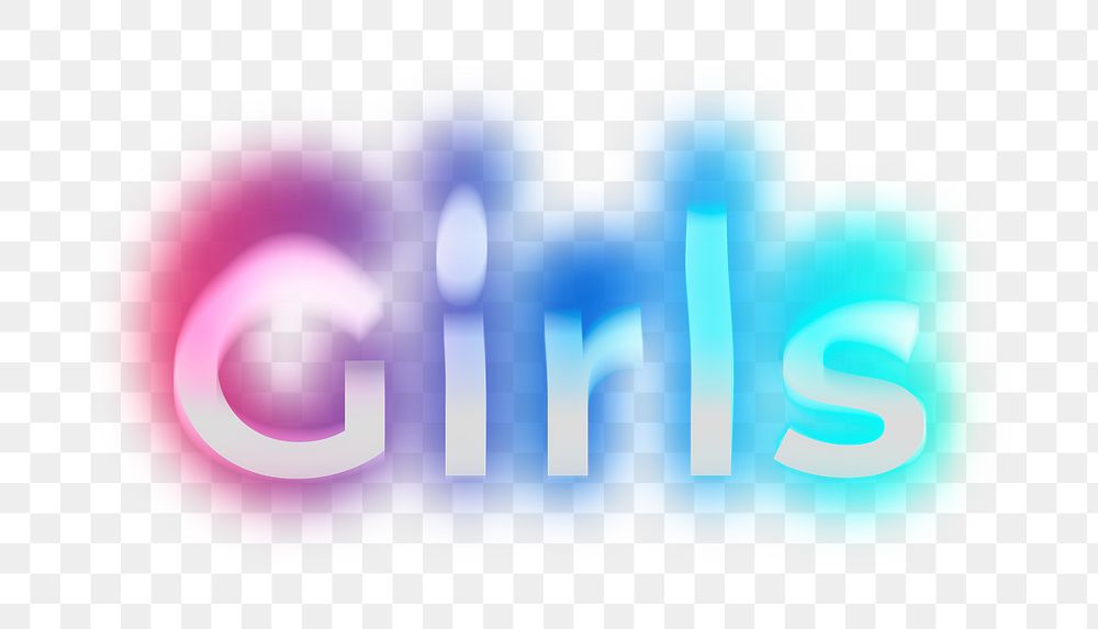 Girls png word sticker, neon psychedelic typography, transparent background