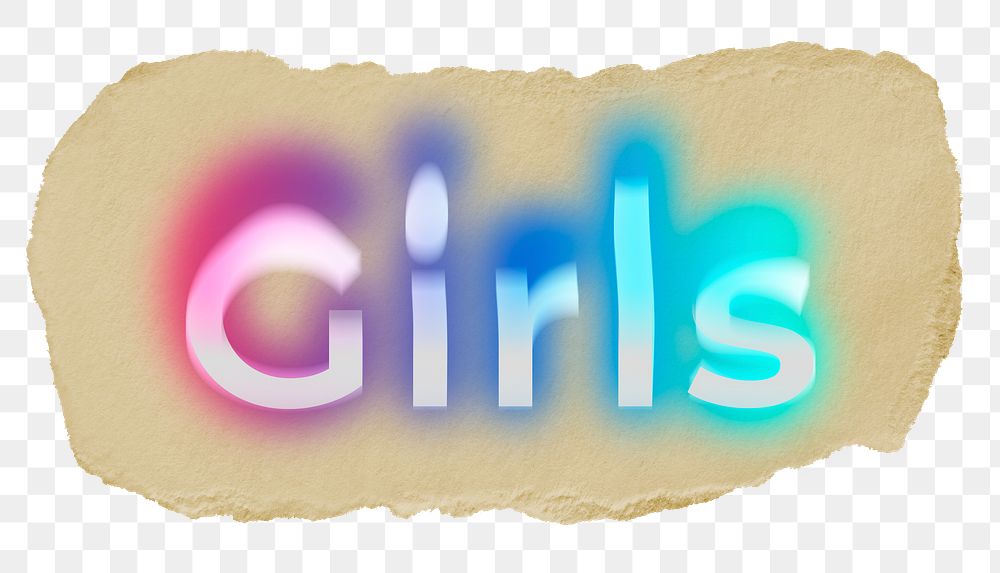 Girls png ripped paper word sticker typography, transparent background