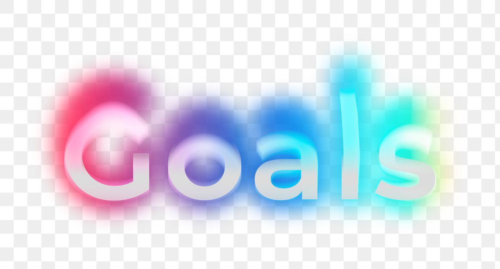 Goals png word sticker, neon psychedelic typography, transparent background