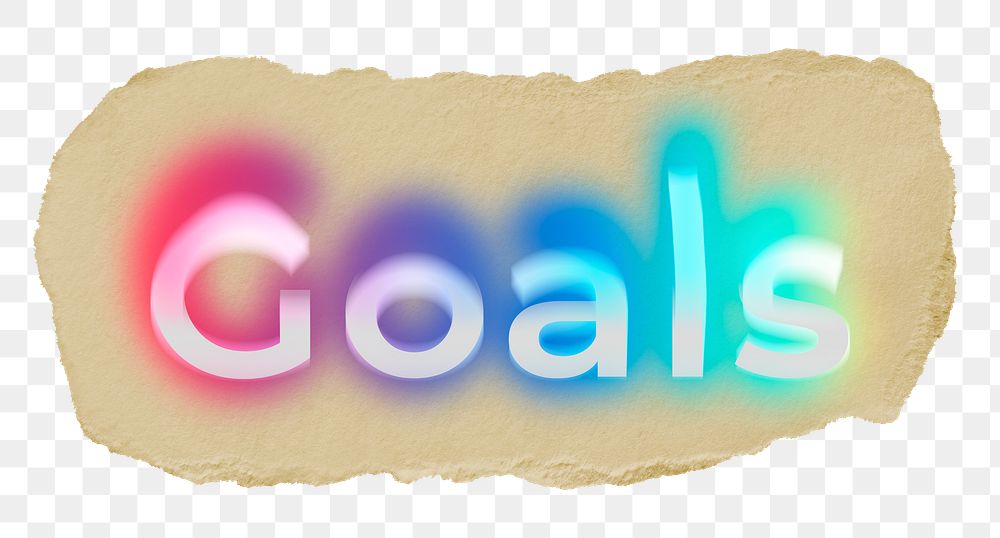 Goals png ripped paper word sticker typography, transparent background