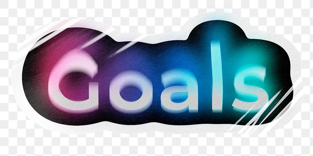Goals png word sticker, neon psychedelic typography, transparent background