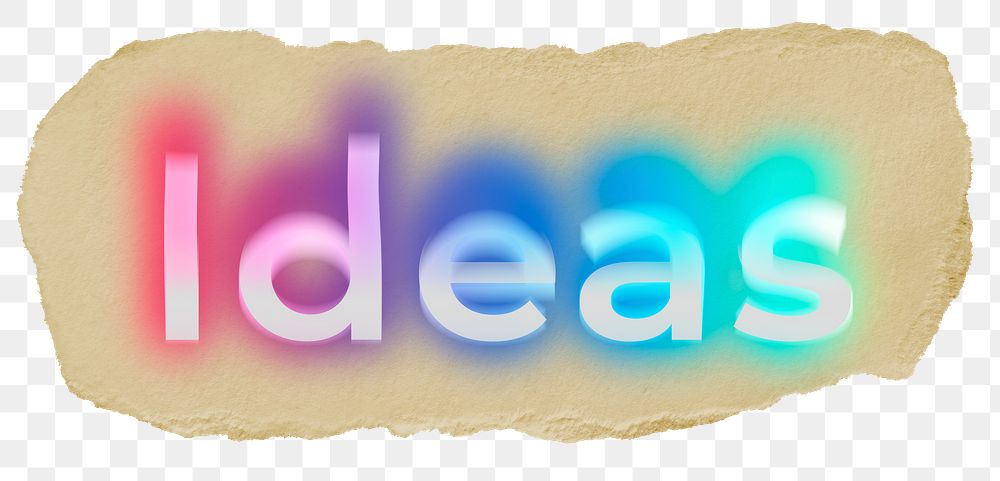 Ideas png ripped paper word sticker typography, transparent background