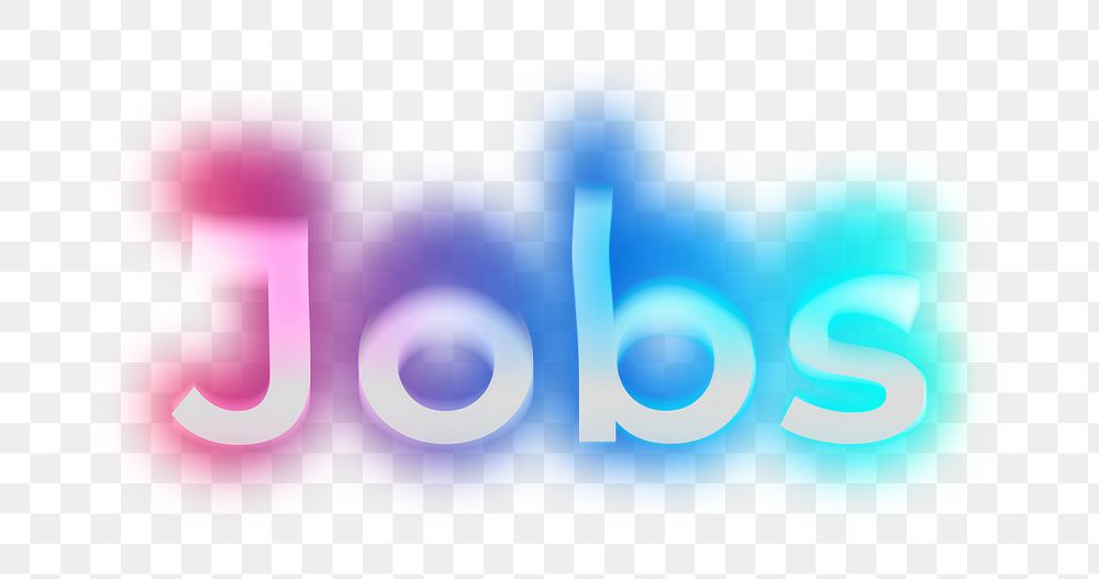 Jobs png word sticker, neon psychedelic typography, transparent background