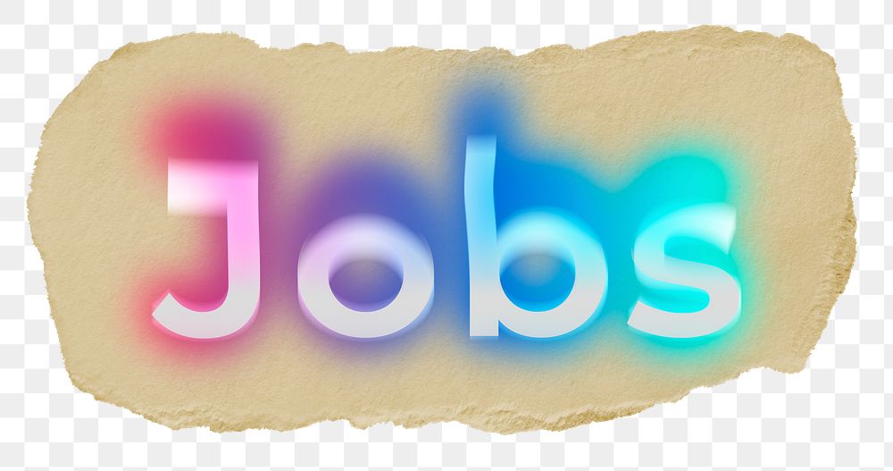 Jobs png ripped paper word sticker typography, transparent background